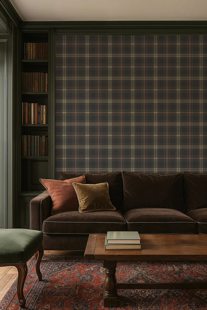 English Check - Mahogany Wallpaper