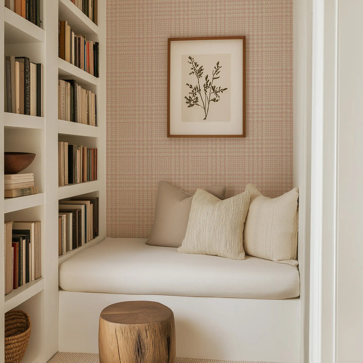 Houndstooth Glen - Blush Wallpaper