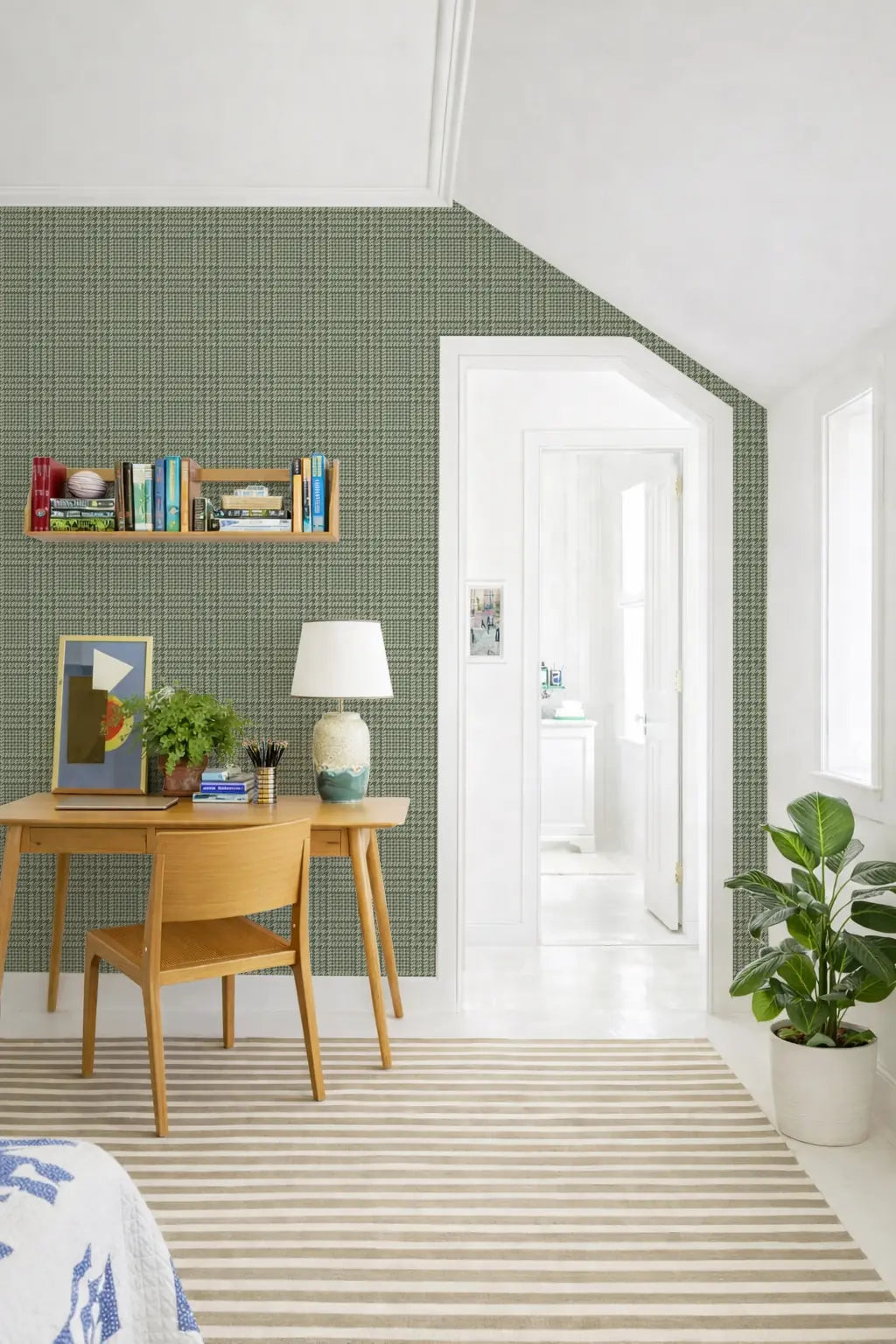 Houndstooth Glen - Sage Wallpaper