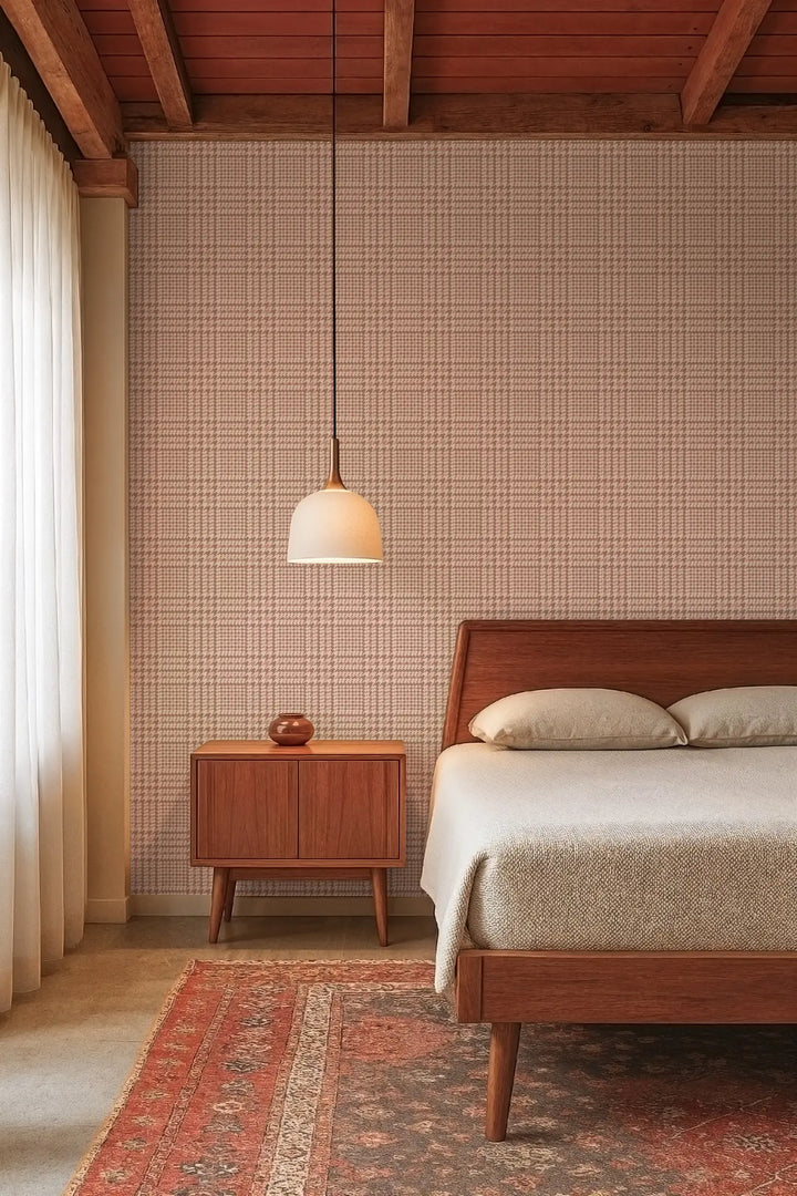 Houndstooth Glen - Terracotta Wallpaper