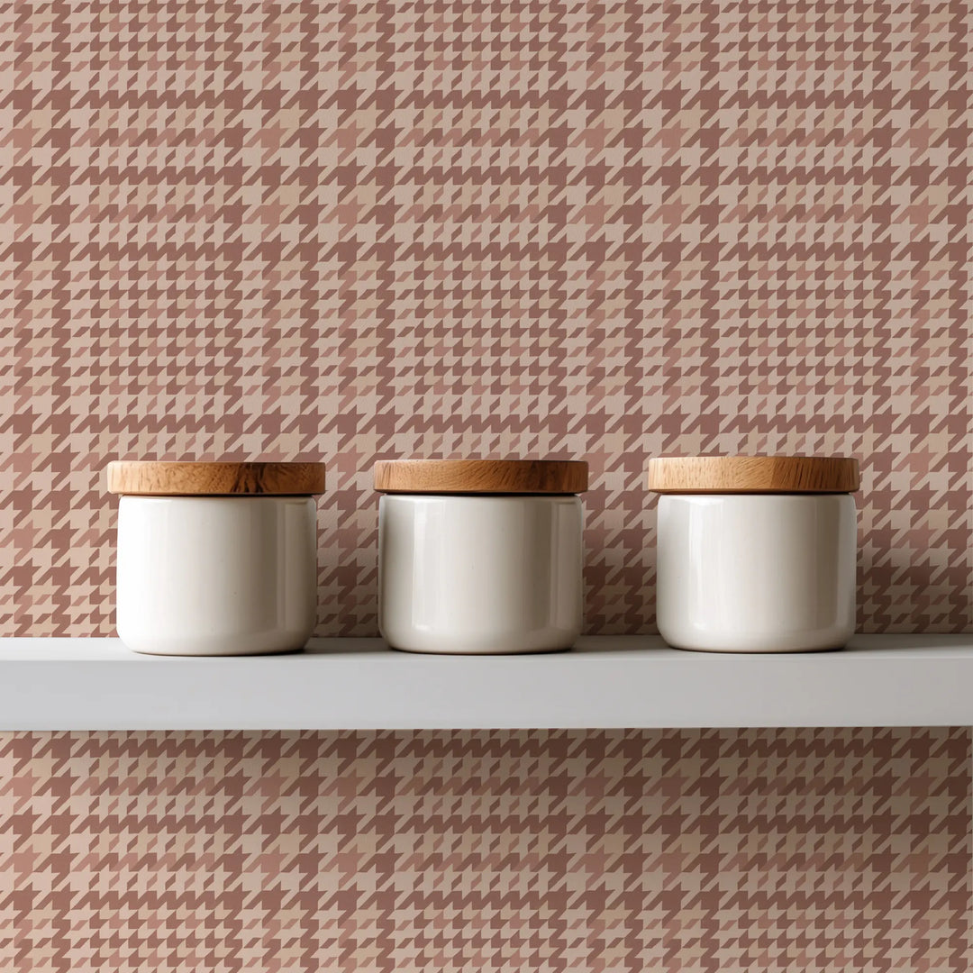 Houndstooth Glen - Terracotta Wallpaper