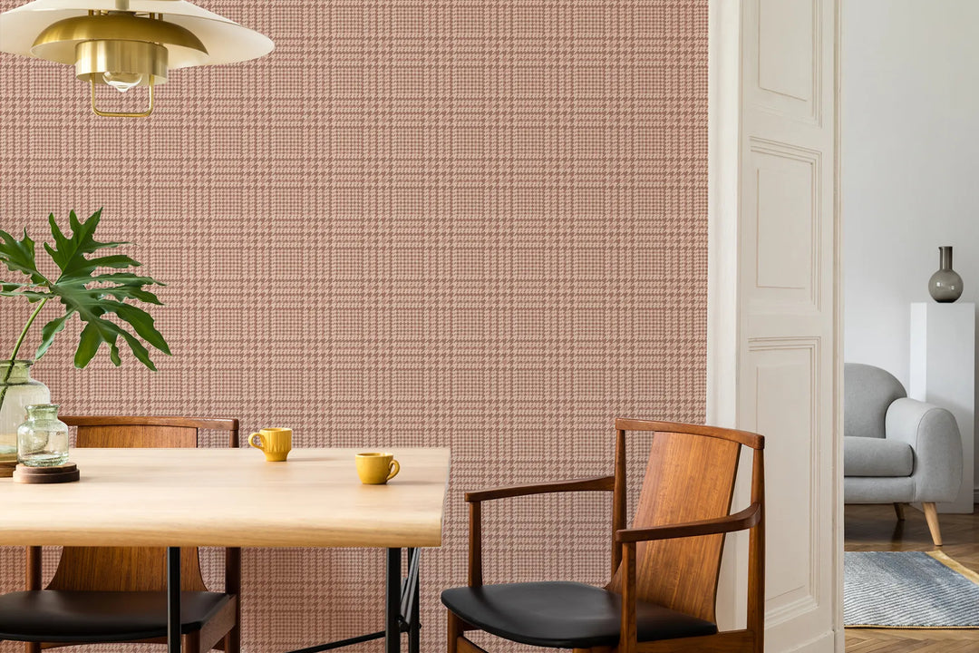 Houndstooth Glen - Terracotta Wallpaper