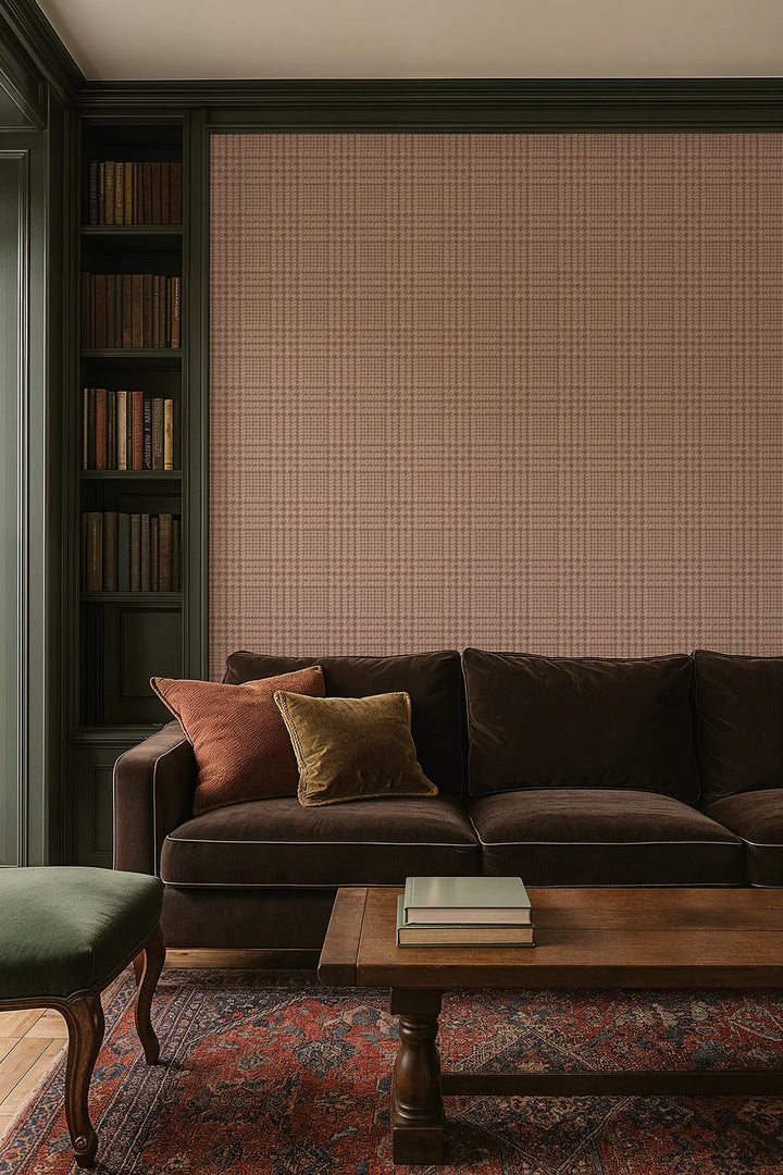 Houndstooth Glen - Terracotta Wallpaper