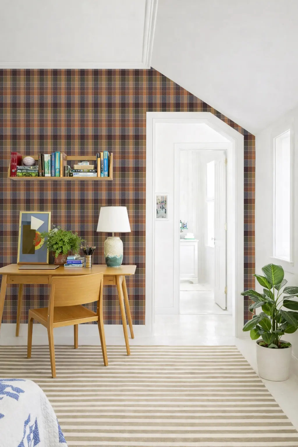 London Check - Apricot Wallpaper