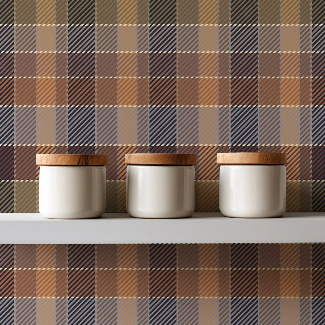 London Check - Apricot Wallpaper