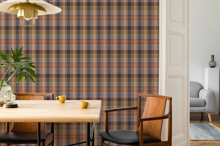 London Check - Apricot Wallpaper