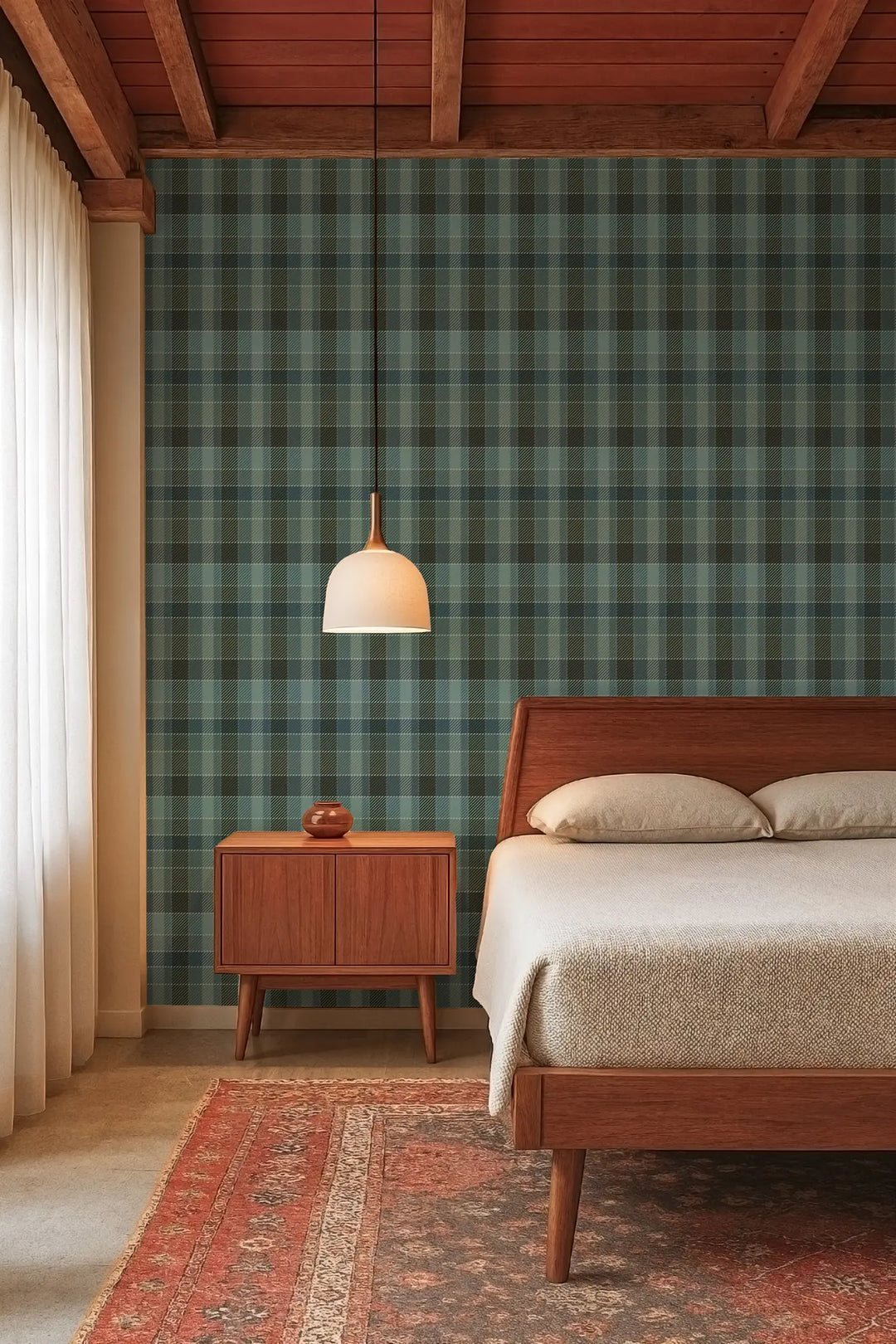 London Check - Blue Green Wallpaper