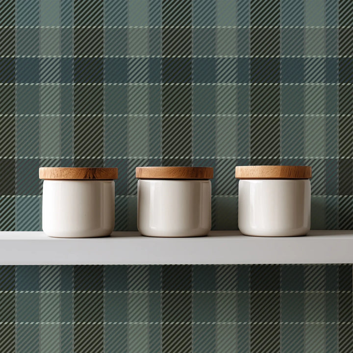 London Check - Blue Green Wallpaper
