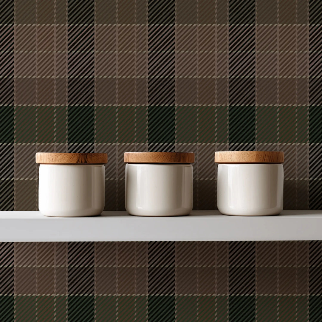 London Check - Earthy Umber Wallpaper