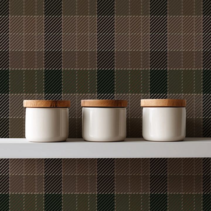 London Check - Earthy Umber Wallpaper