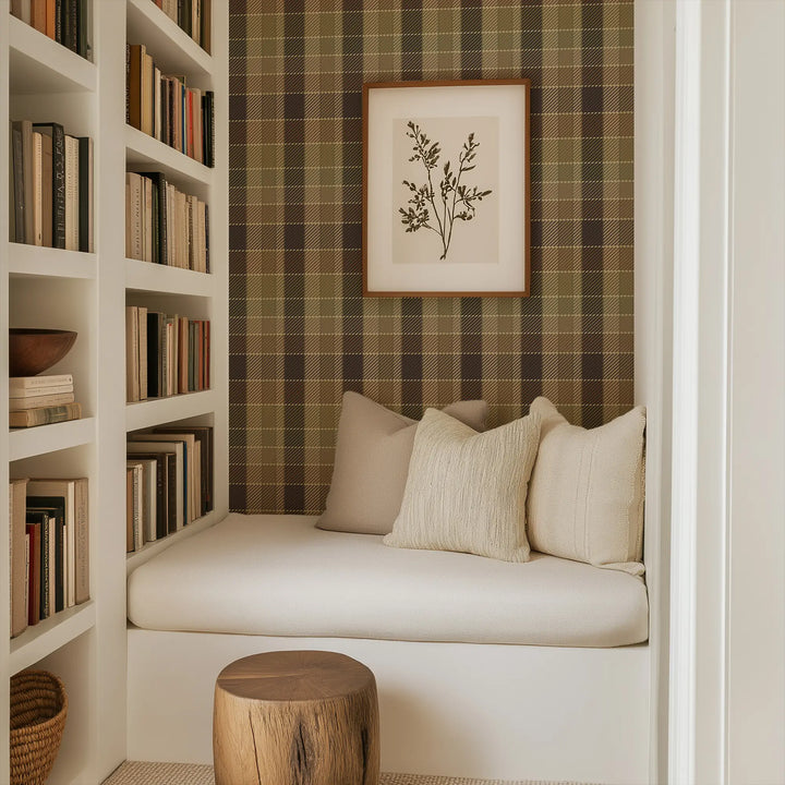 London Check - Muted Ochre Wallpaper
