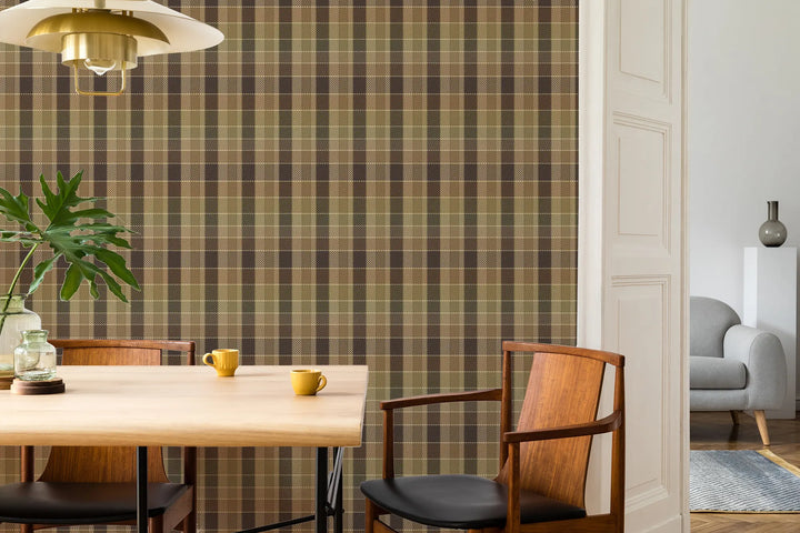 London Check - Muted Ochre Wallpaper