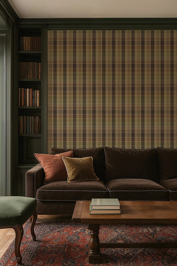 London Check - Muted Ochre Wallpaper