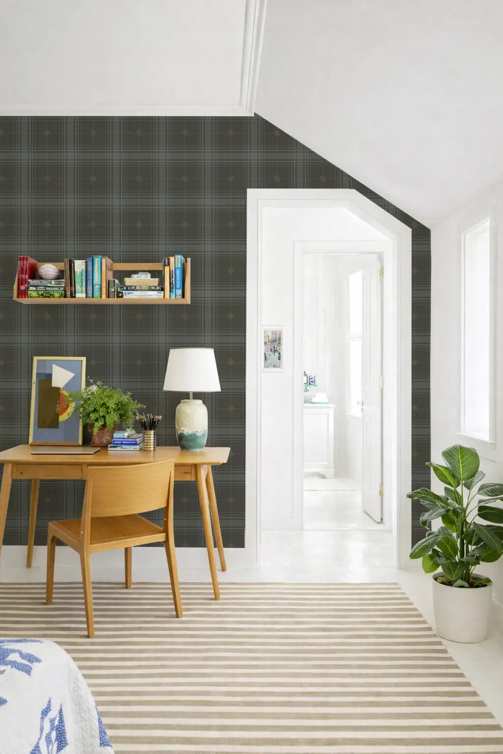 Mariners Grid - Ash Blue Cocoa Wallpaper