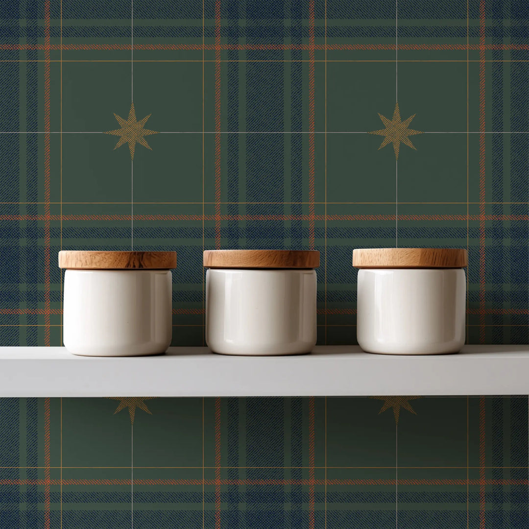 Mariners Grid - Forest Green Wallpaper