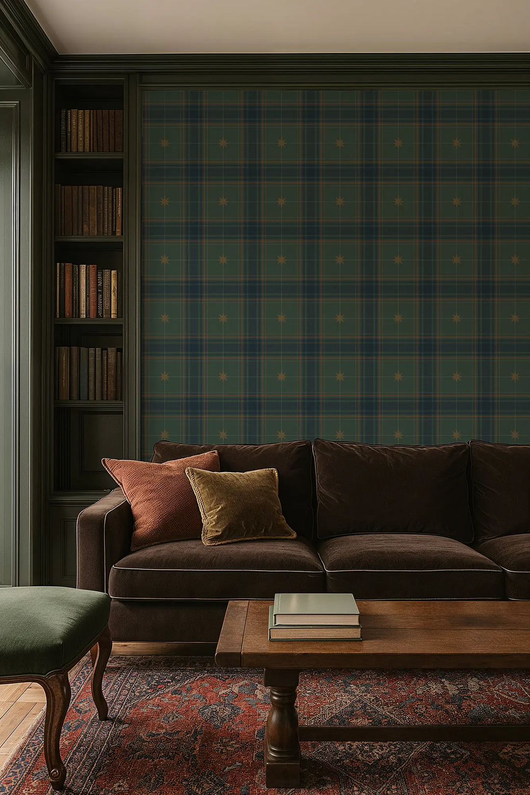 Mariners Grid - Forest Green Wallpaper