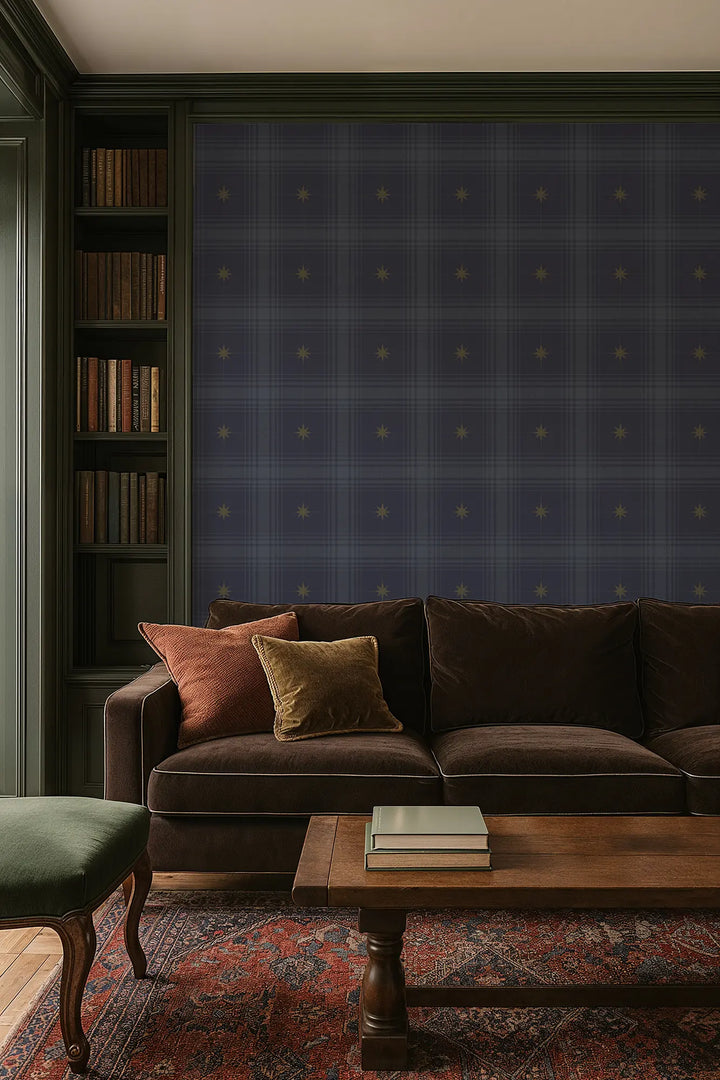 Mariners Grid - Navy Wallpaper