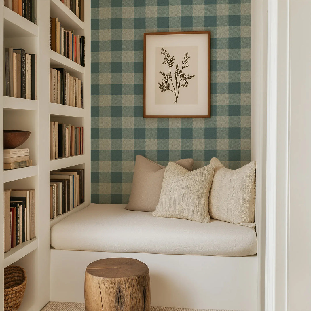 Washed Gingham - Juniper Wallpaper