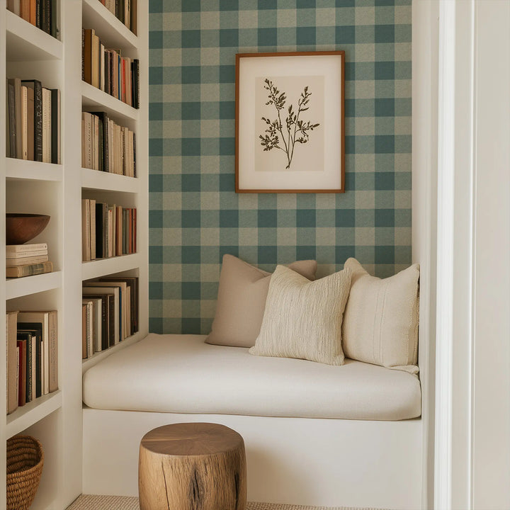 Washed Gingham - Juniper Wallpaper