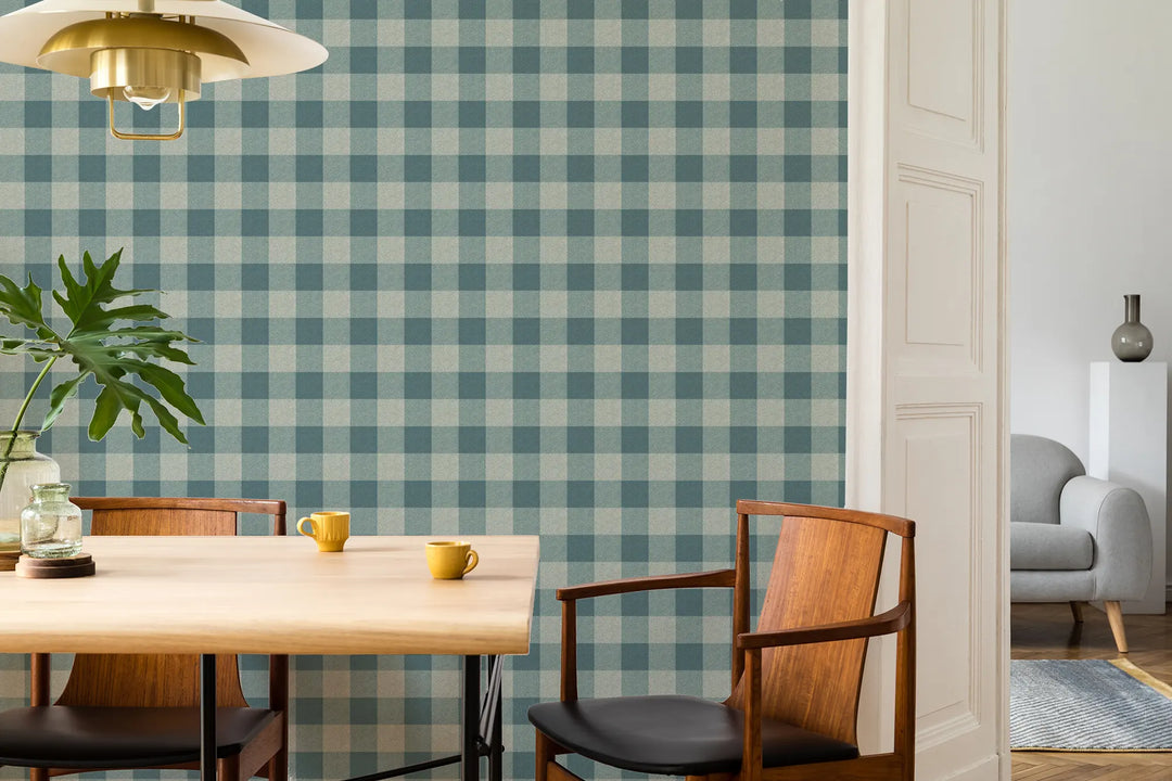 Washed Gingham - Juniper Wallpaper