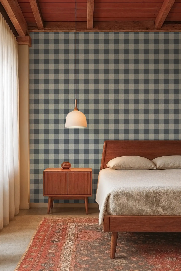 Washed Gingham - Midnight Wallpaper