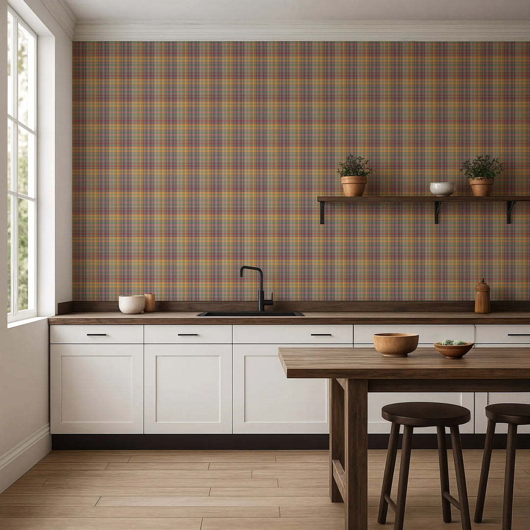Sawyer Check - Harvest Madras Wallpaper