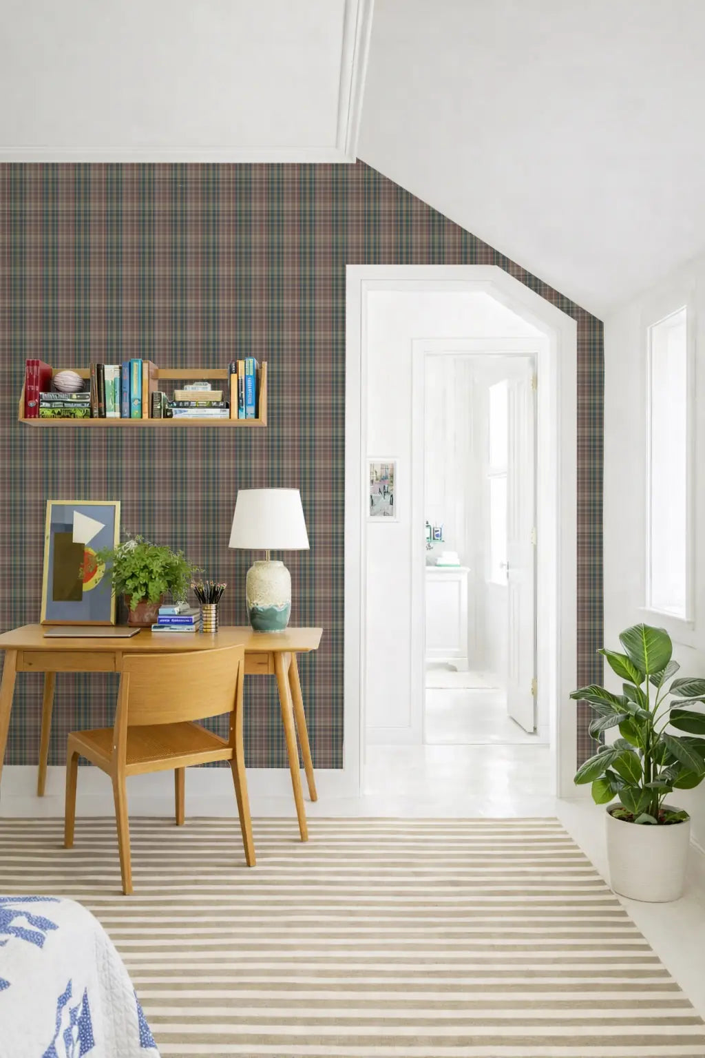 Sawyer Check - Rosewood Wallpaper