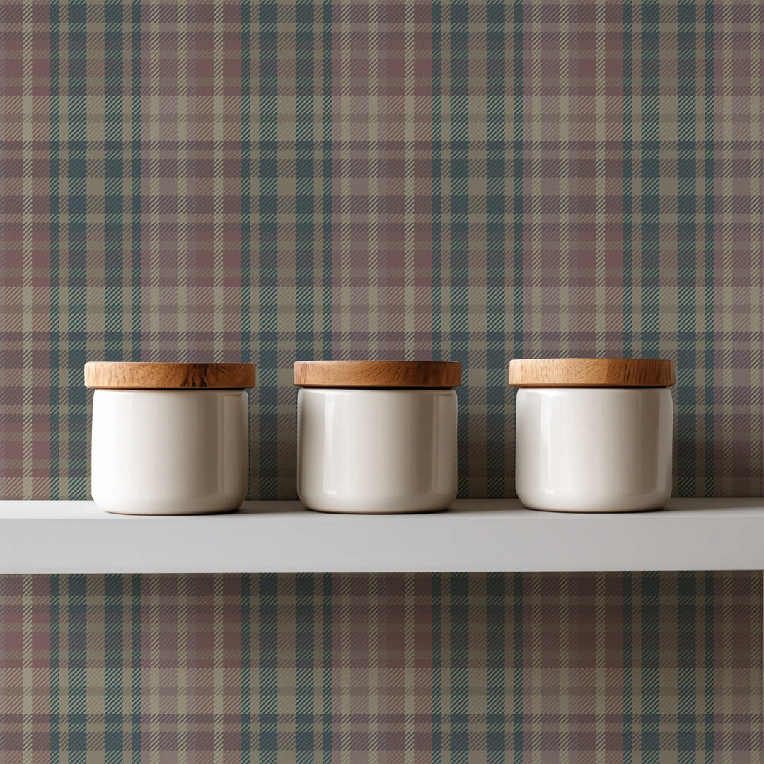 Sawyer Check - Rosewood Wallpaper