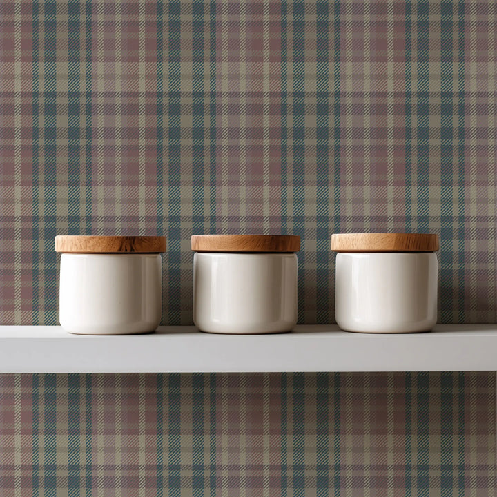Sawyer Check - Rosewood Wallpaper
