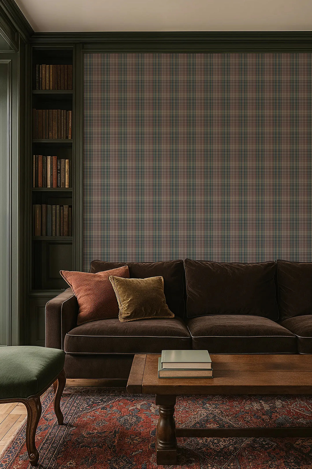 Sawyer Check - Rosewood Wallpaper