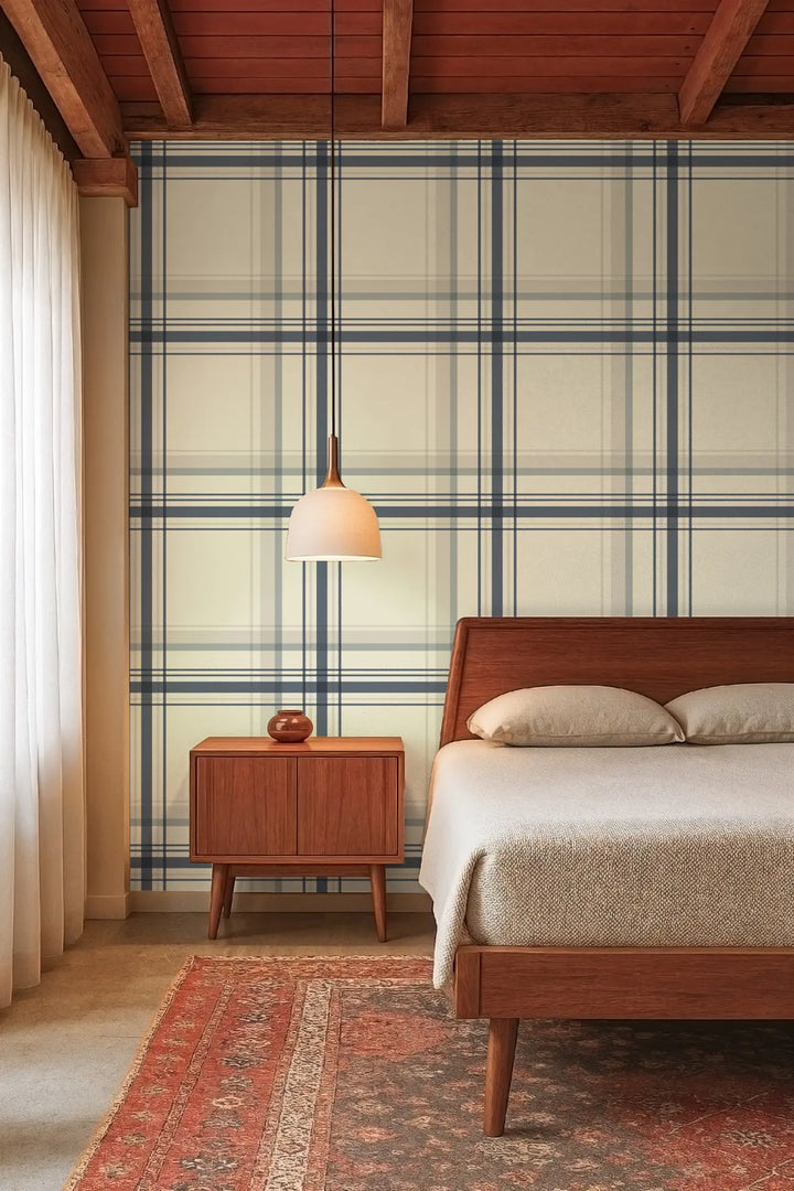 Ashcroft Tartan Large - Oxford Blue Wallpaper