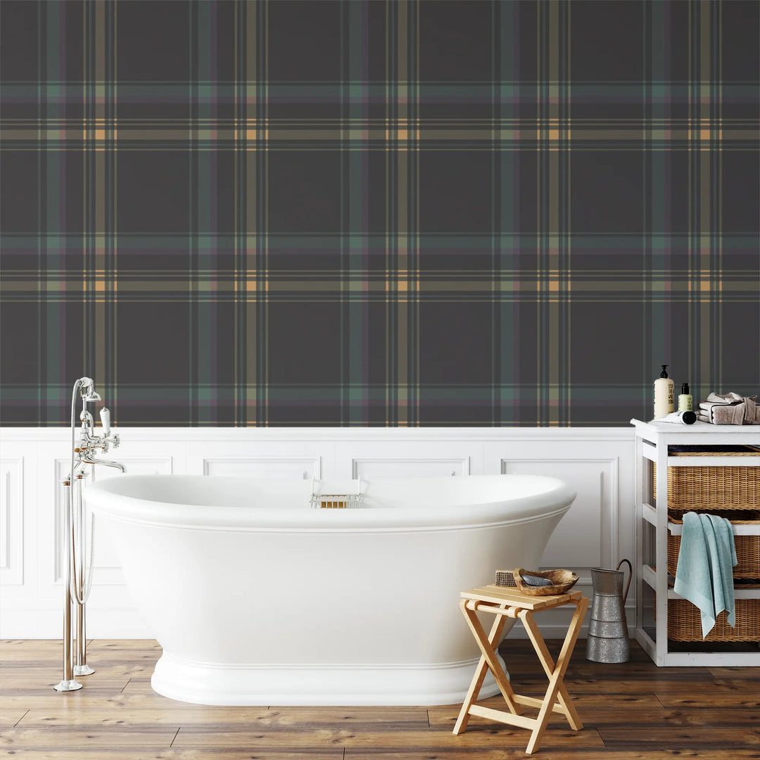 Ashcroft Tartan Large - Onyx Wallpaper