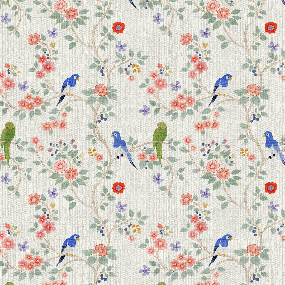 Blossom Perch Antique Blue Grasscloth