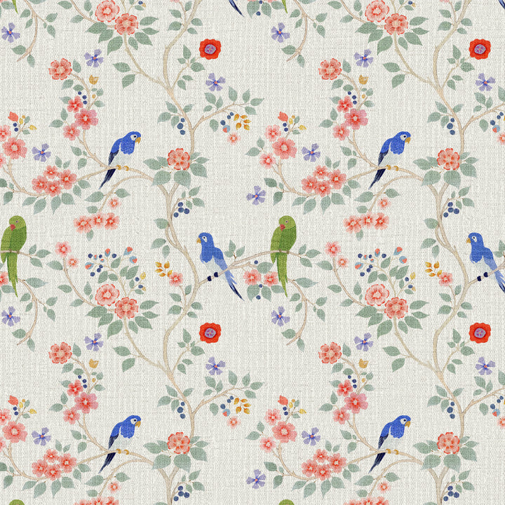 Blossom Perch Antique Blue Grasscloth