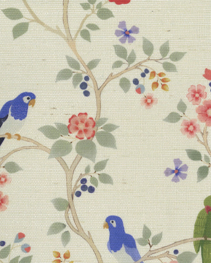 Blossom Perch Antique Blue Grasscloth