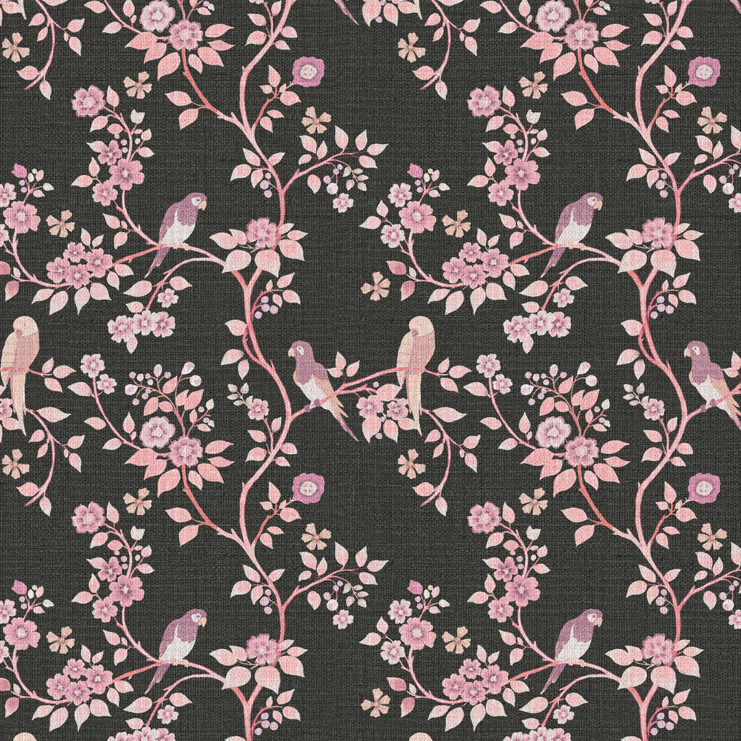 Blossom Perch Fuchsia Noir Grasscloth