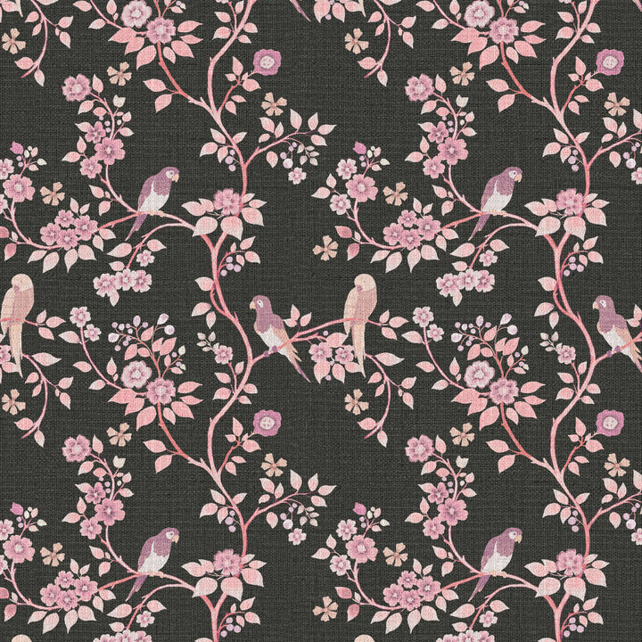Blossom Perch Fuchsia Noir Grasscloth