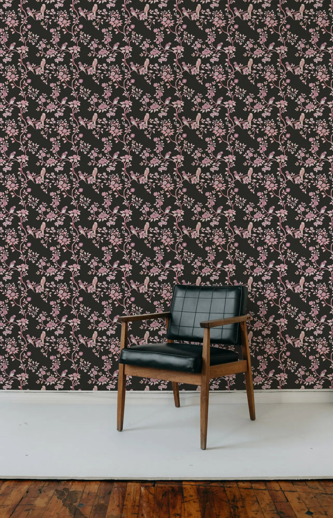 Blossom Perch - Fuchsia Noir Wallpaper