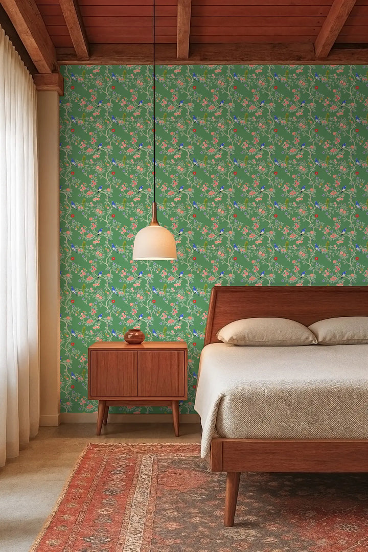 Blossom Perch - Green Sapphire Wallpaper