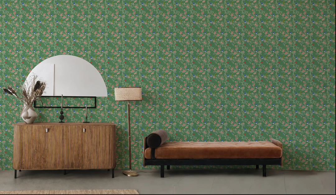 Blossom Perch - Green Sapphire Wallpaper