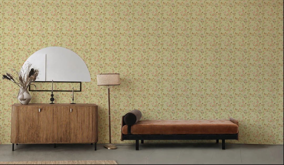 Blossom Perch - Pale Citrus Wallpaper