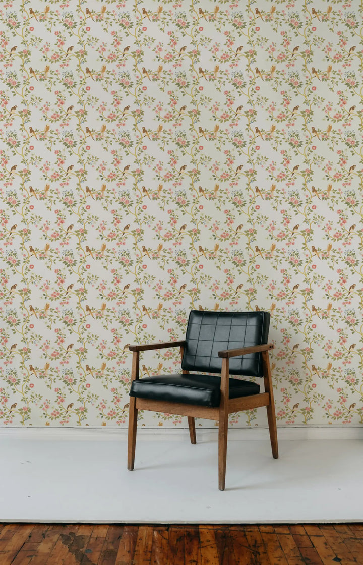 Blossom Perch - Soft White Wallpaper