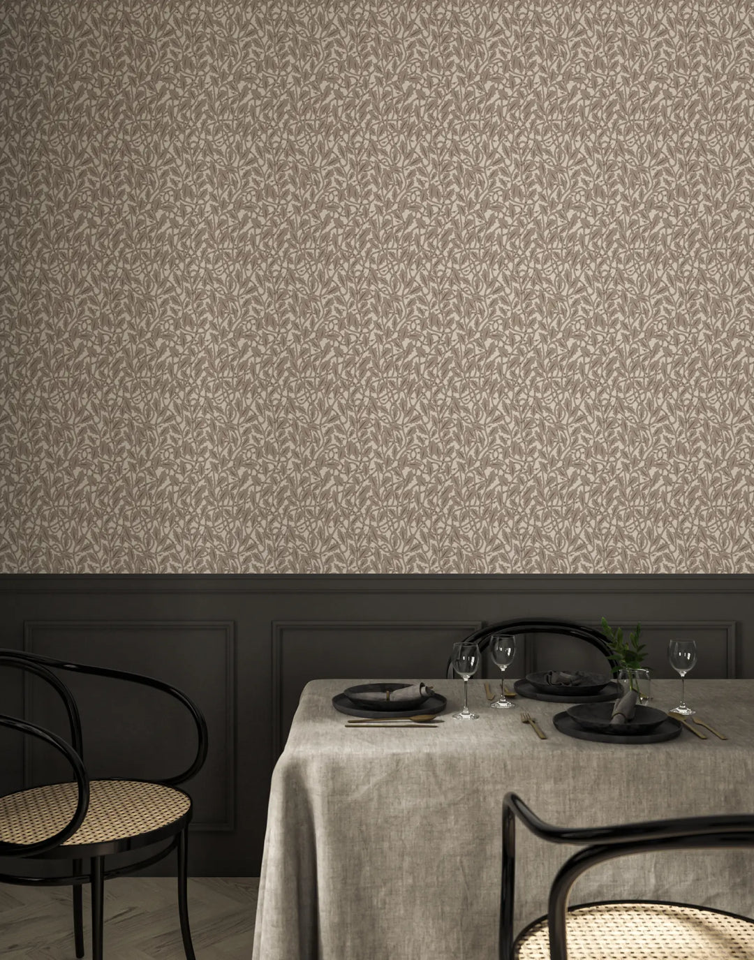 Between the Leaves - Walnut Wallpaper