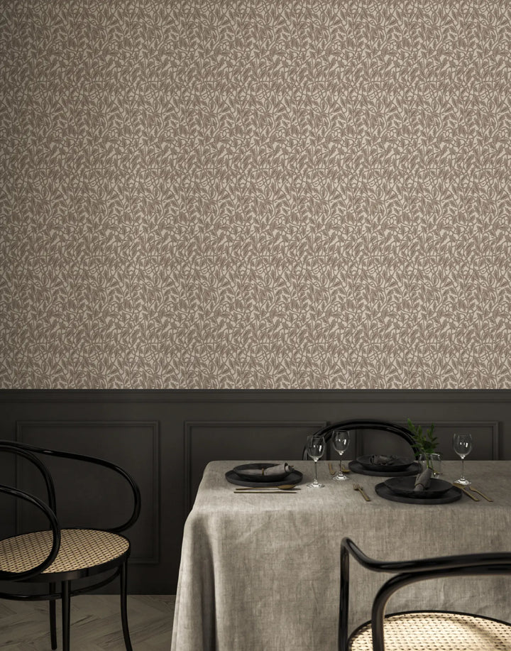 Between the Leaves - Walnut Wallpaper