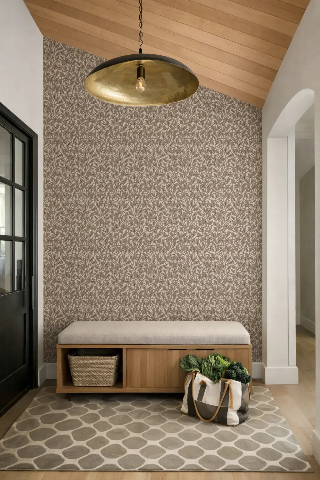 Between the Leaves - Walnut Wallpaper