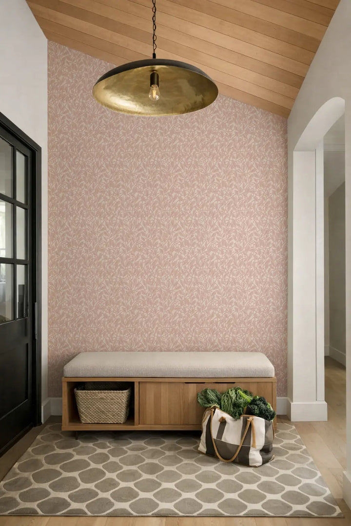 Between the Leaves - Warm Blush Wallpaper