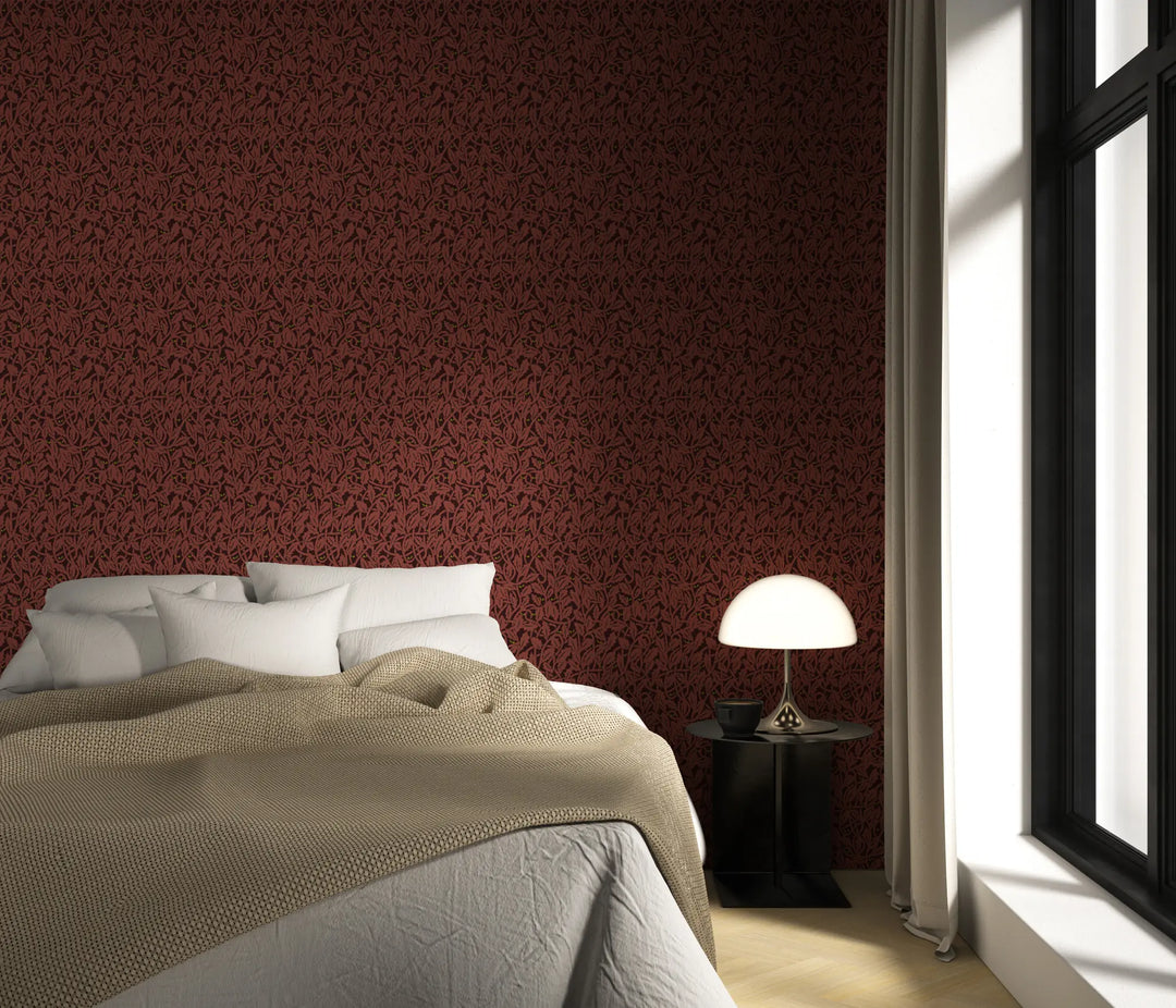 Between the Leaves - Worn Crimson Walllpaper