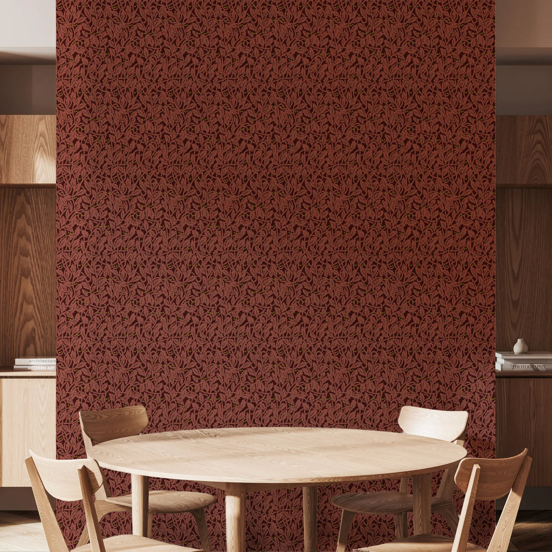 Between the Leaves - Worn Crimson Walllpaper