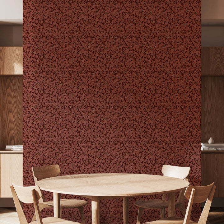 Between the Leaves - Worn Crimson Walllpaper