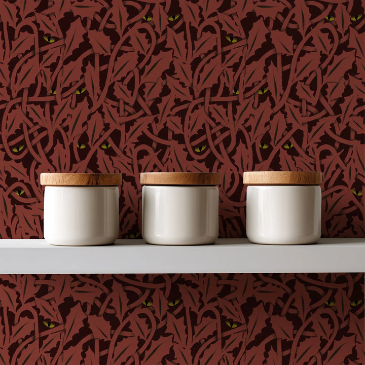 Between the Leaves - Worn Crimson Walllpaper